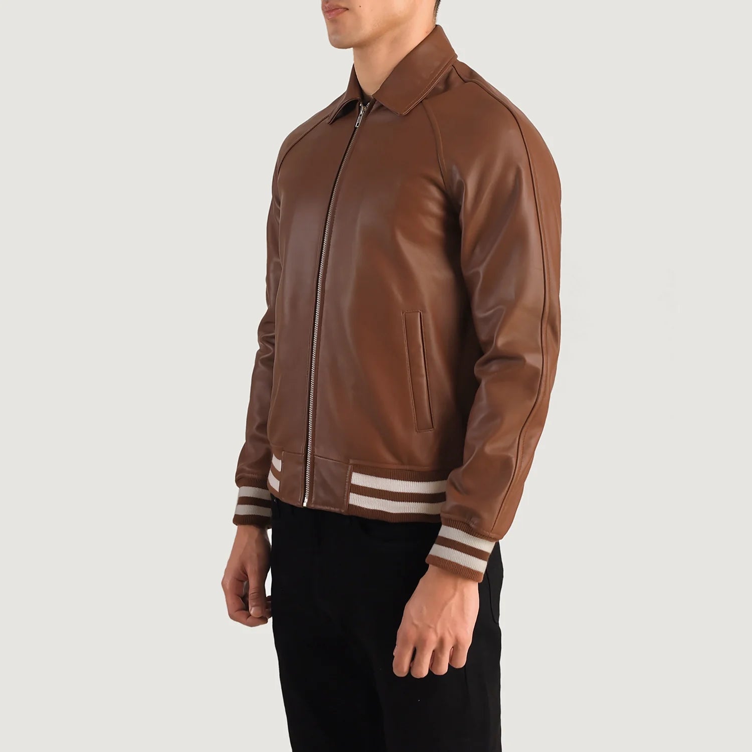 Walton Brown Leather Varsity Jacket For Men The Jacket Maker