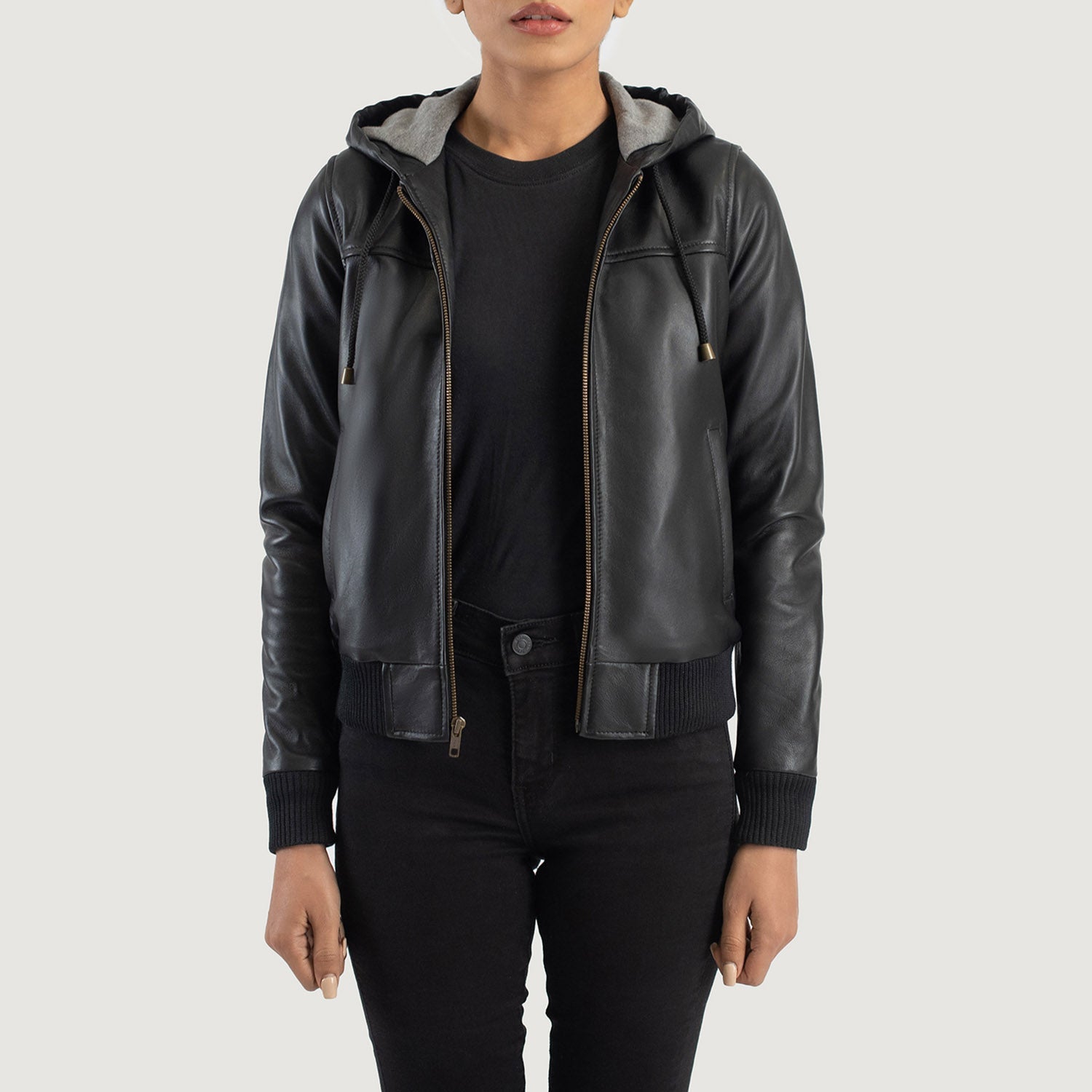 Women s Hooded Leather Jackets Buy Hooded Leather Jackets For Women in South Korea. The Jacket Maker