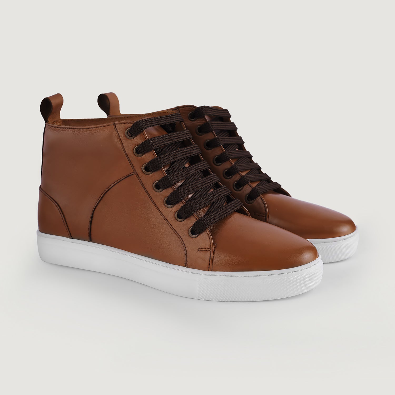 Marty High Top Tan Leather Sneakers - Main Image